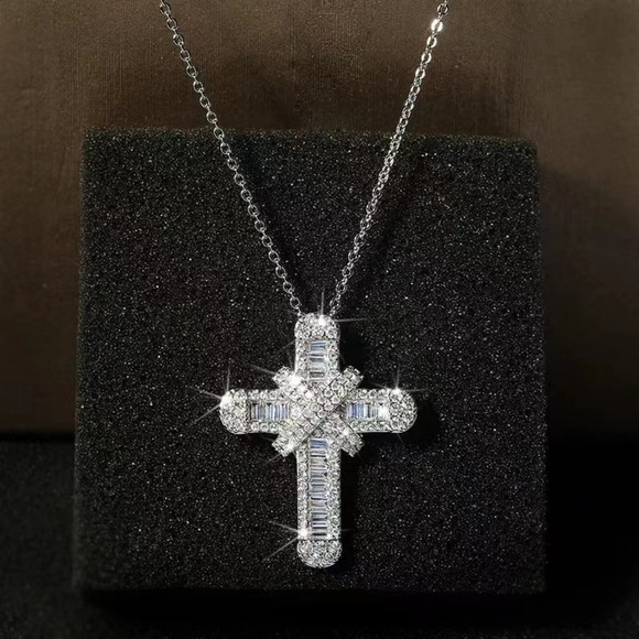 Sterling sliver diamond cross - Picture 8 of 13